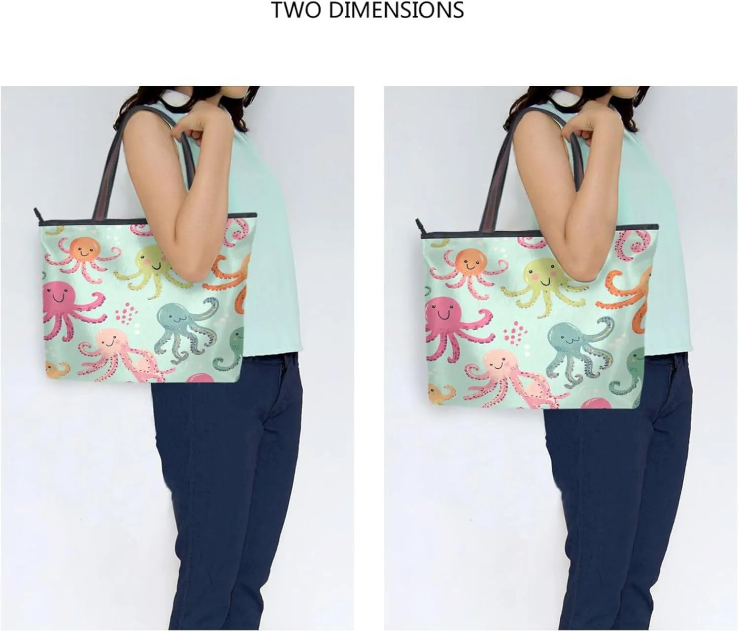 JSTEL Tote Bag for Women with Zipper,Polyester Tote Purse Holiday Tote Bag Work Handbag Women Gift