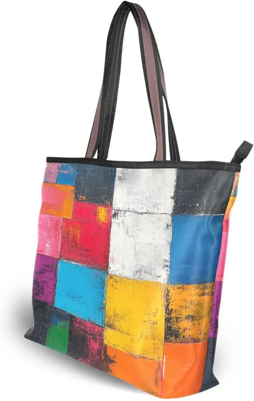 JSTEL Tote Bag for Women with Zipper,Polyester Tote Purse Holiday Tote Bag Work Handbag Women Gift