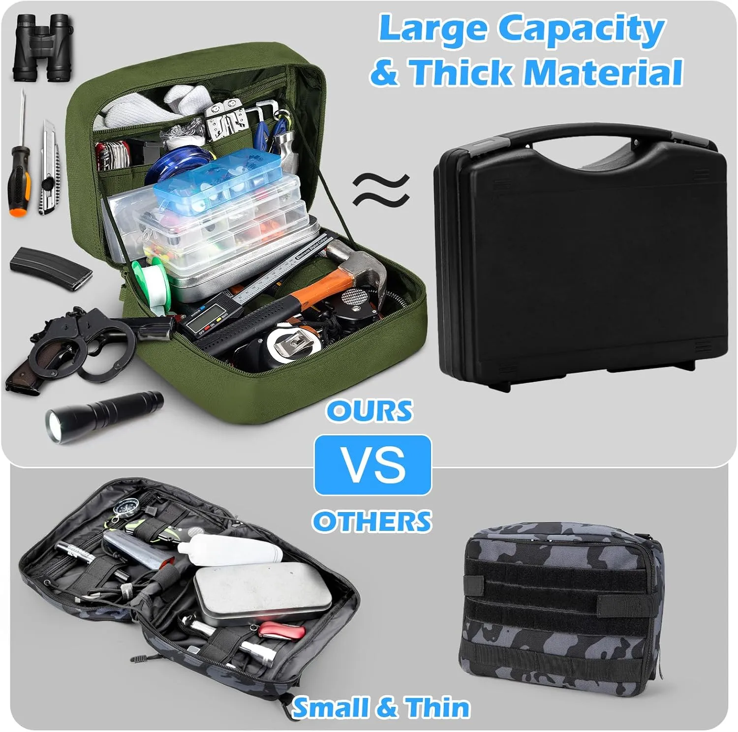 Jueachy Tactical Molle Pouch Large Admin Bag Utility Tool Pouches Molle Attachment EDC Pouches Expandable Molle Accessories Organizer Medical Pocket U.S.A Patch Included