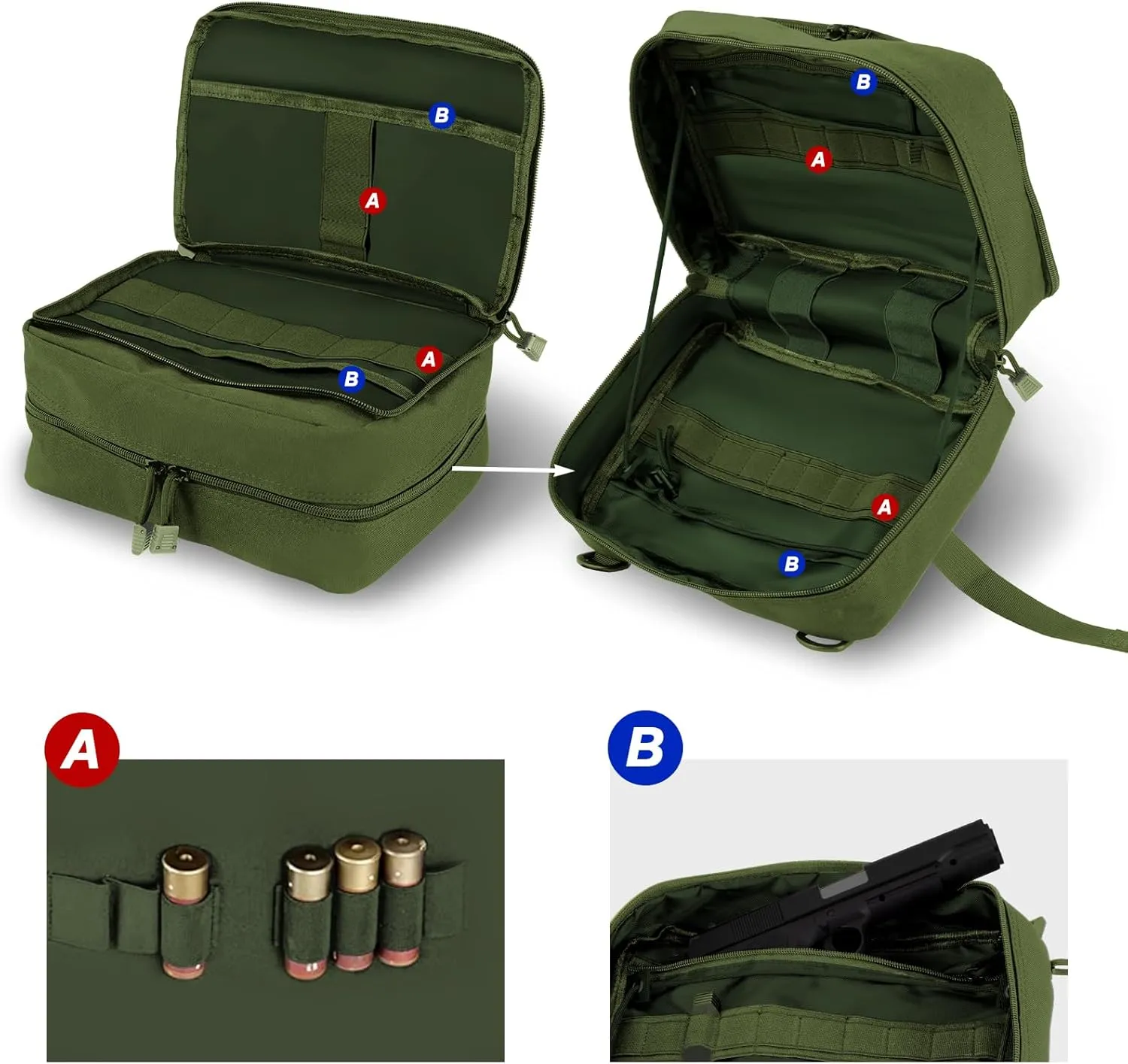Jueachy Tactical Molle Pouch Large Admin Bag Utility Tool Pouches Molle Attachment EDC Pouches Expandable Molle Accessories Organizer Medical Pocket U.S.A Patch Included