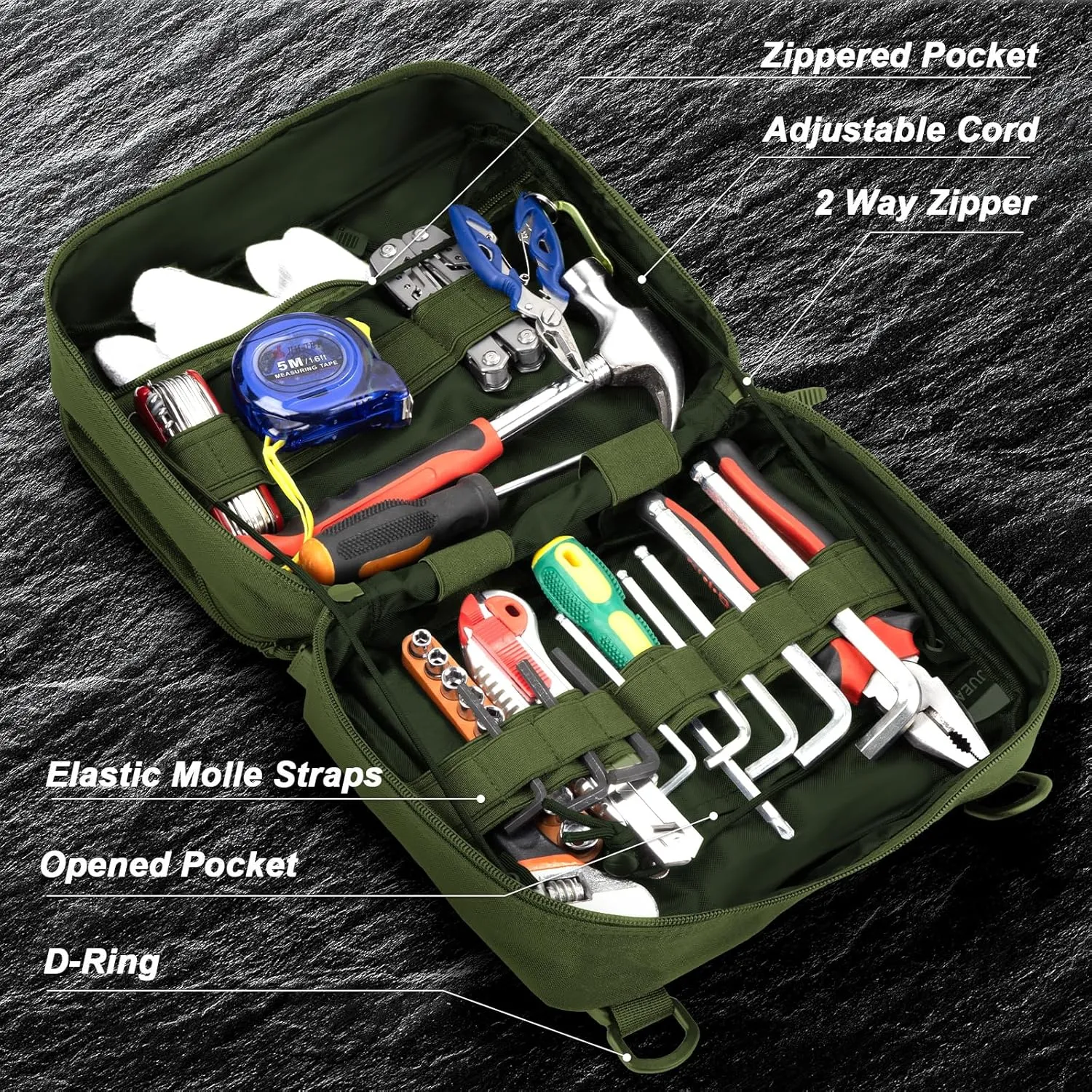 Jueachy Tactical Molle Pouch Large Admin Bag Utility Tool Pouches Molle Attachment EDC Pouches Expandable Molle Accessories Organizer Medical Pocket U.S.A Patch Included
