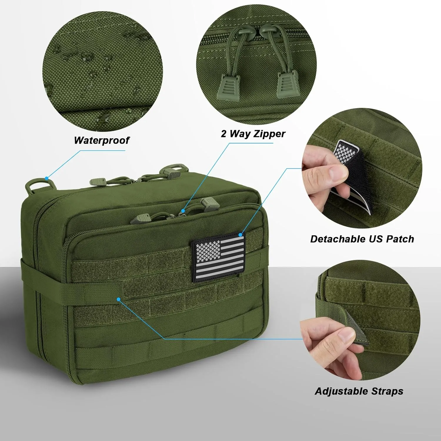 Jueachy Tactical Molle Pouch Large Admin Bag Utility Tool Pouches Molle Attachment EDC Pouches Expandable Molle Accessories Organizer Medical Pocket U.S.A Patch Included