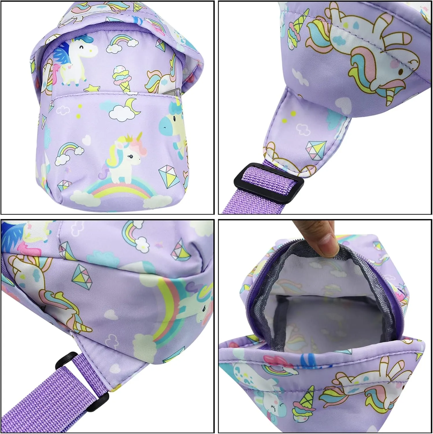 JUMISEE Cute Unicorn Dinosaur Crossbody Chest Bag Cartoon Sling Shoulder Bag for Travelling Hiking