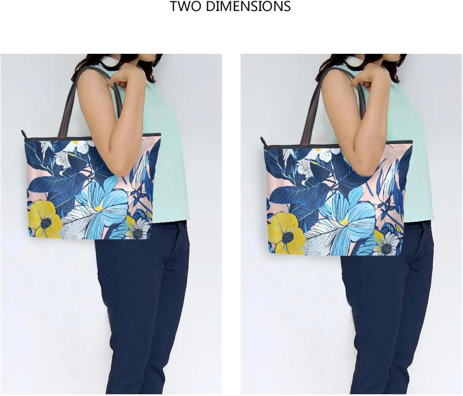 Jungle Florals Tote Bag for Women Durable Designer Handbag with Zipper for Daily Use L