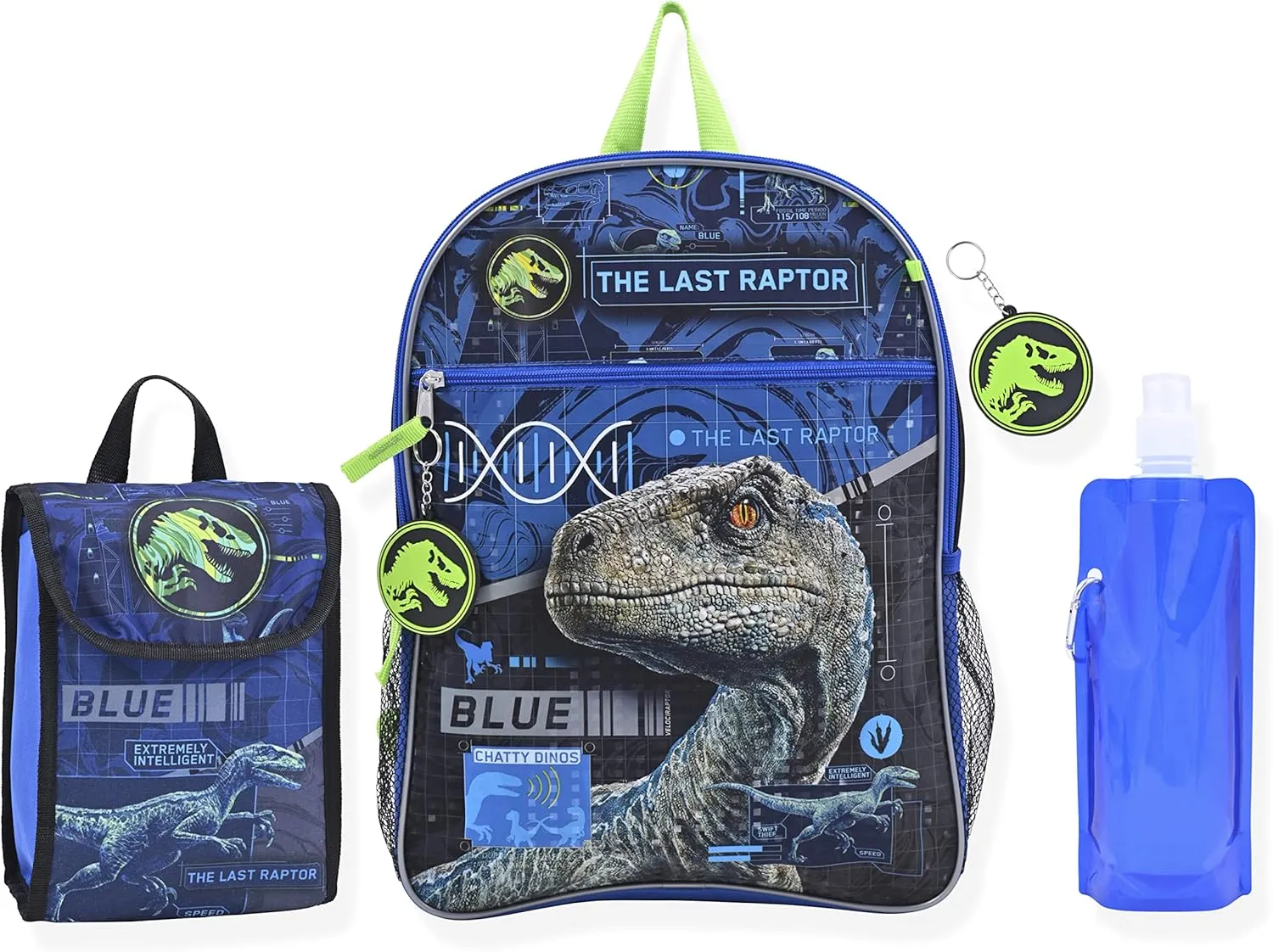 Jurassic World Boys Backpack Dinosaur Knapsack | Elementary and Kindergarten Kids Backpacks for School (Jurassic World 6Pc)