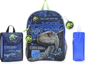 Jurassic World Boys Backpack Dinosaur Knapsack | Elementary and Kindergarten Kids Backpacks for School (Jurassic World 6Pc)