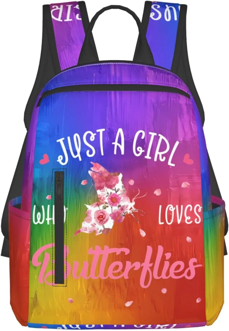 Just A Women Who Loves Butterflies Travel Laptop Backpack Casual Backpacks Double Shoulder Daypack Notebook Rucksack Work Bags Sports Bag for Gym Hiking Camping Beach