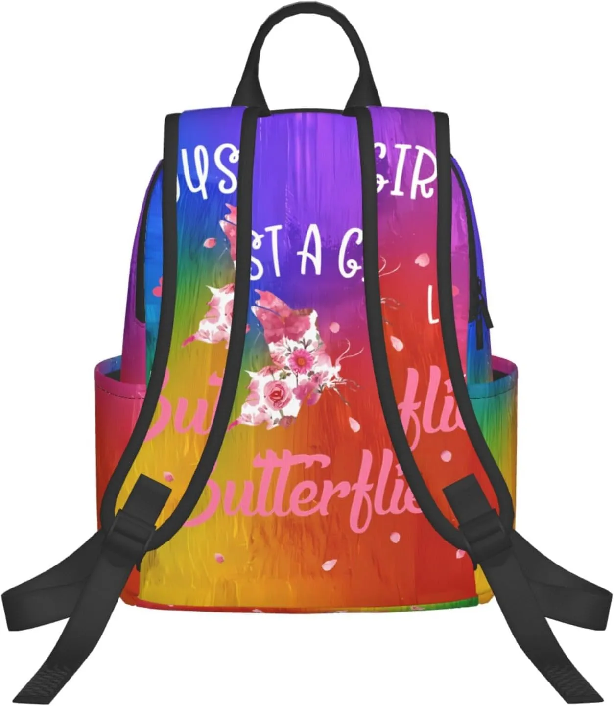 Just A Women Who Loves Butterflies Travel Laptop Backpack Casual Backpacks Double Shoulder Daypack Notebook Rucksack Work Bags Sports Bag for Gym Hiking Camping Beach