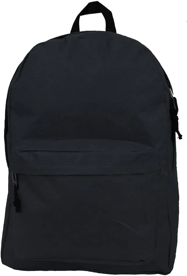 K-Cliffs Basic Backpack Classic Bookbag Simple Student School Book Bag Casual Daily Daypack 18 Inch with Padded Back & Mesh Side Pocket Black