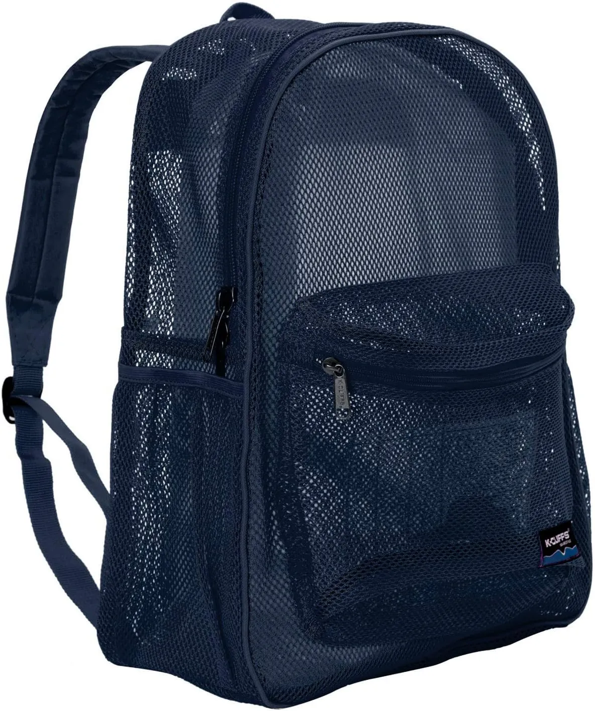 K-Cliffs Heavy Duty Mesh Backpack Quality Classic Student Net Bookbag Durable See Through Simple Netting Daypack Basic School Bag Navy