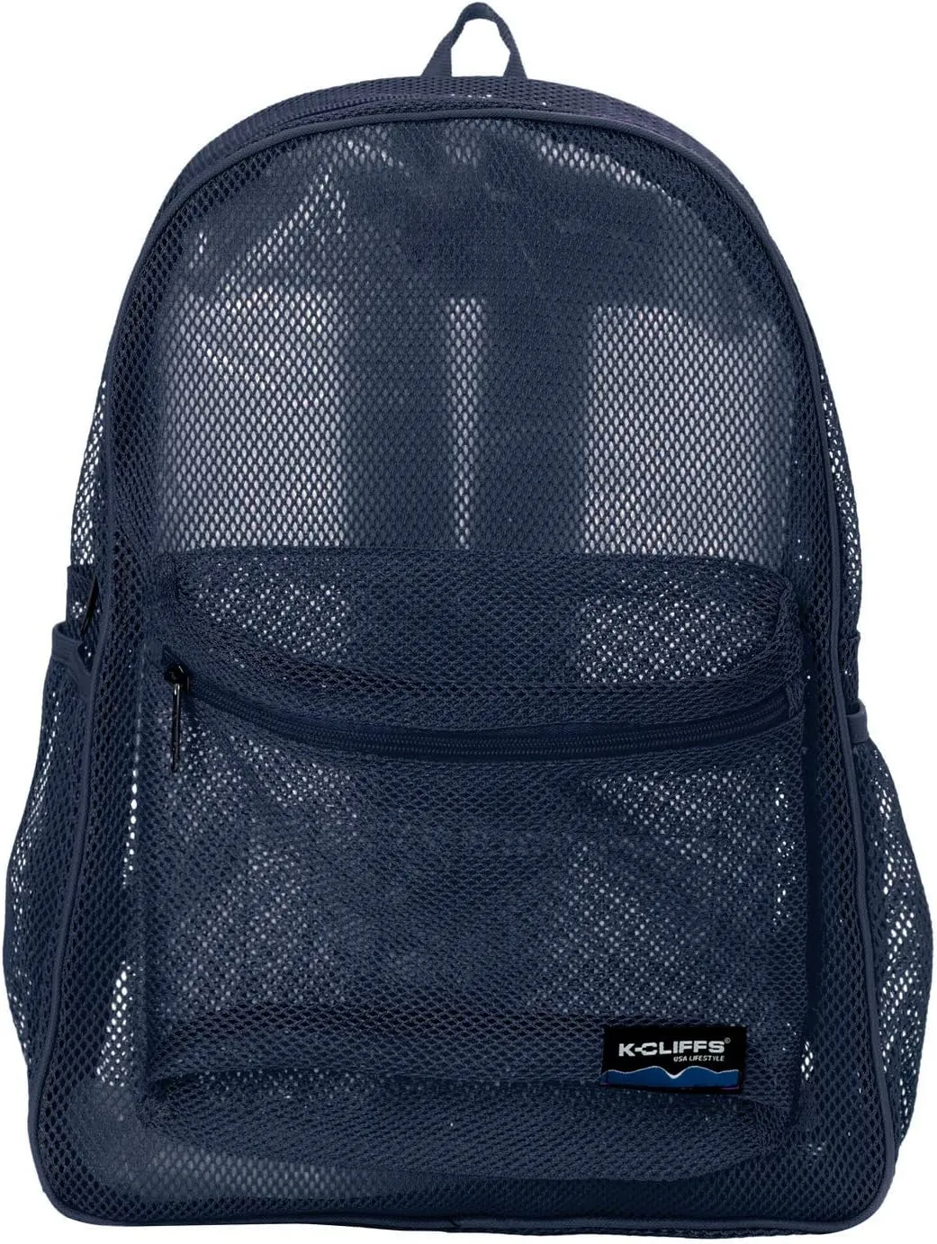 K-Cliffs Heavy Duty Mesh Backpack Quality Classic Student Net Bookbag Durable See Through Simple Netting Daypack Basic School Bag Navy
