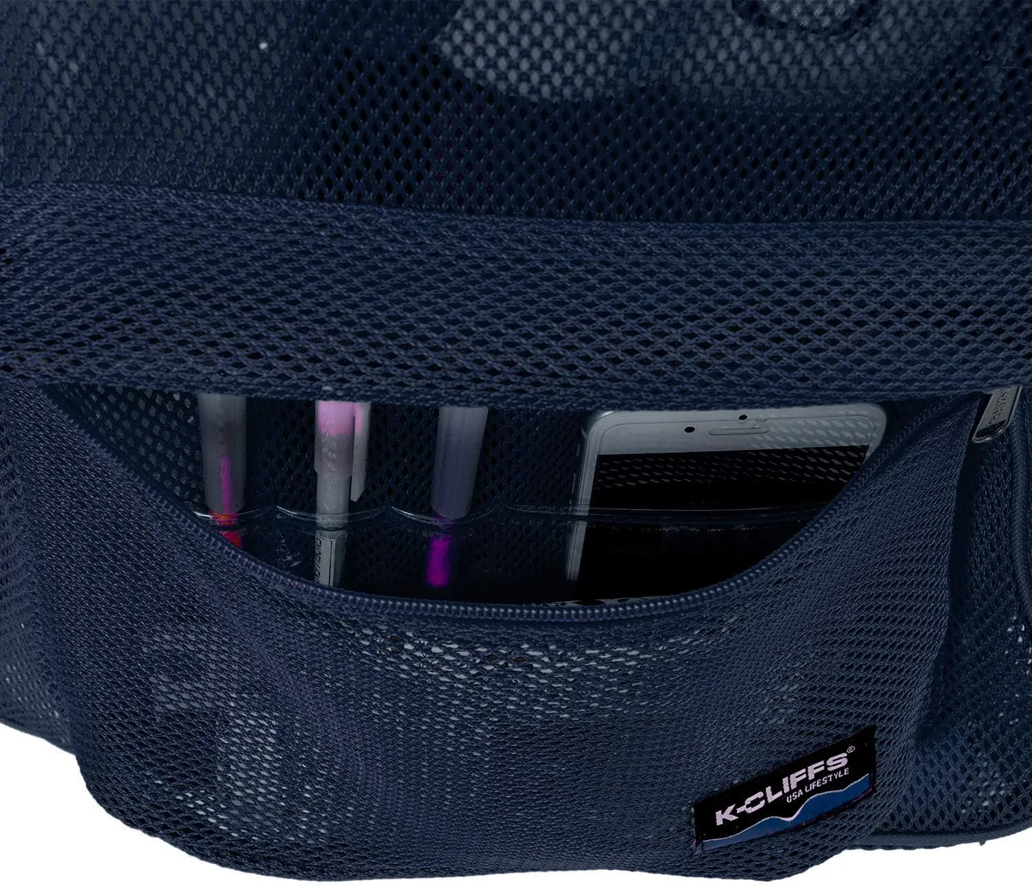 K-Cliffs Heavy Duty Mesh Backpack Quality Classic Student Net Bookbag Durable See Through Simple Netting Daypack Basic School Bag Navy
