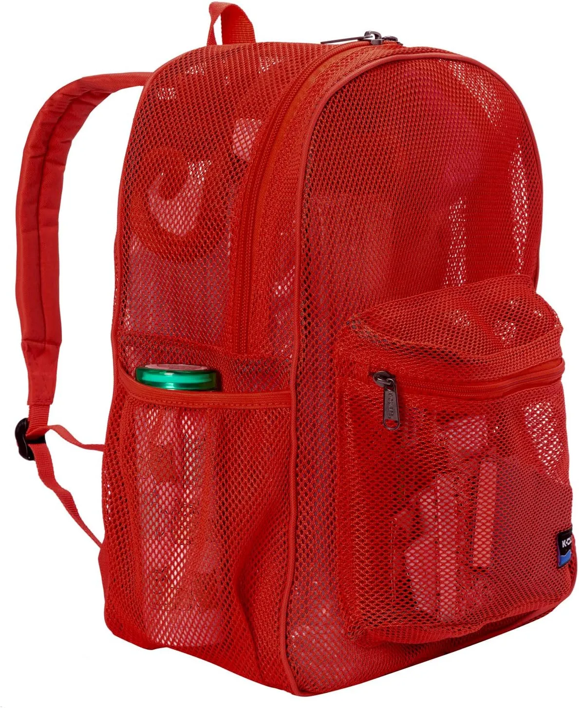 K-Cliffs Heavy Duty Mesh Backpack Quality Classic Student Net Bookbag Durable See Through Simple Netting Daypack Basic School Bag Red