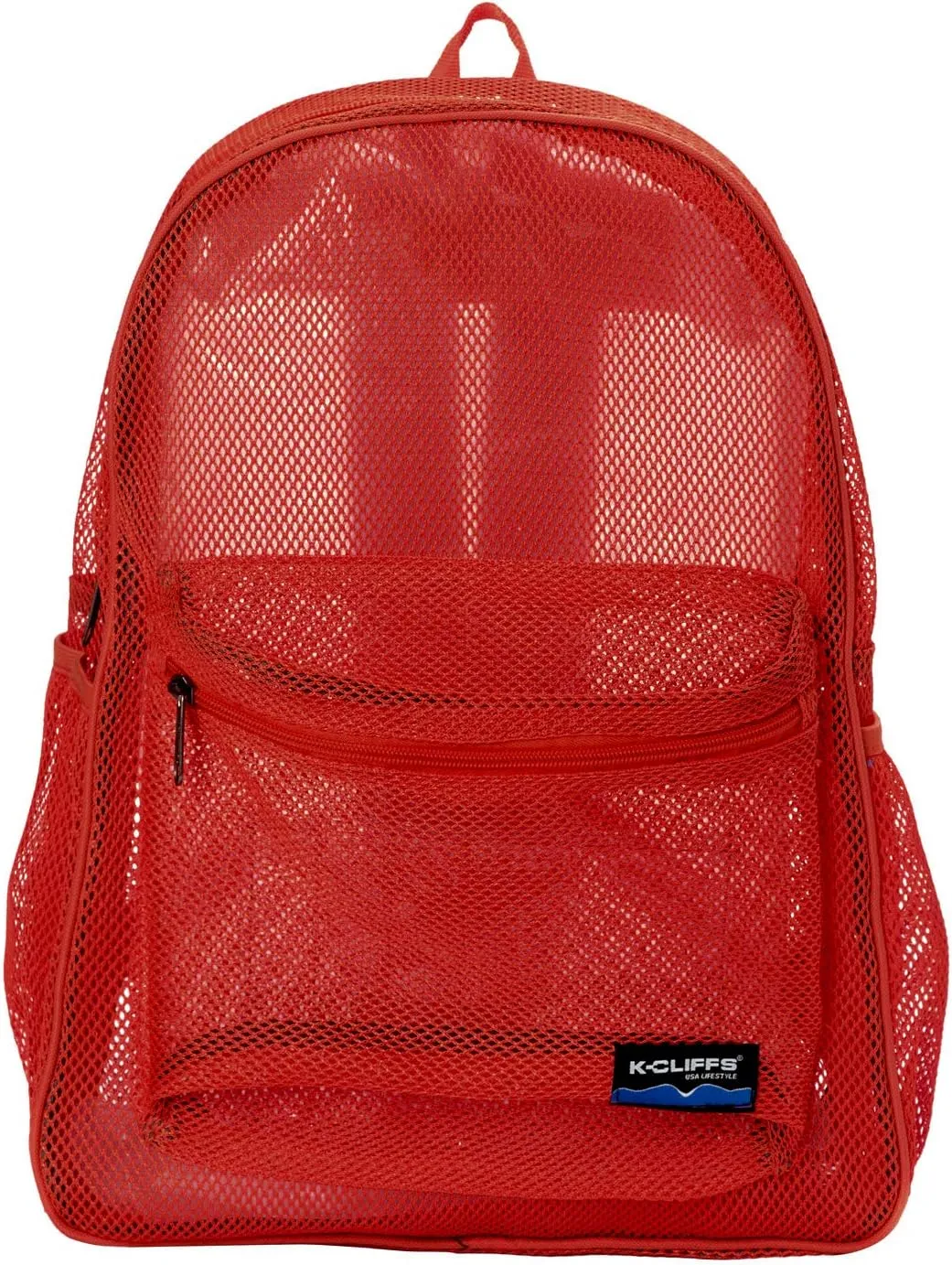 K-Cliffs Heavy Duty Mesh Backpack Quality Classic Student Net Bookbag Durable See Through Simple Netting Daypack Basic School Bag Red