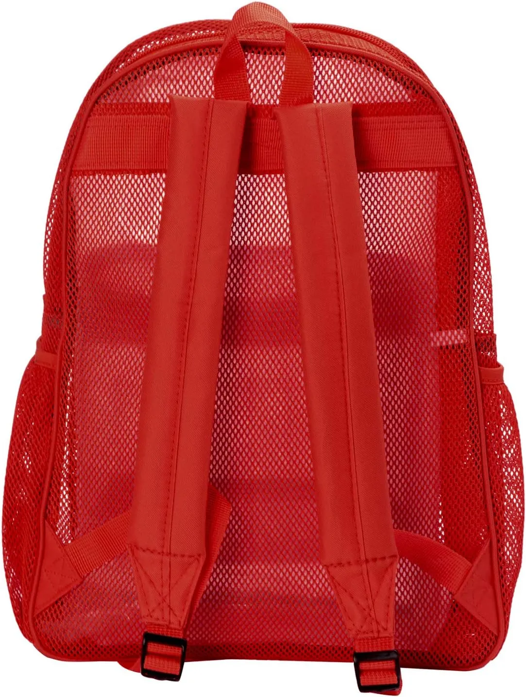 K-Cliffs Heavy Duty Mesh Backpack Quality Classic Student Net Bookbag Durable See Through Simple Netting Daypack Basic School Bag Red