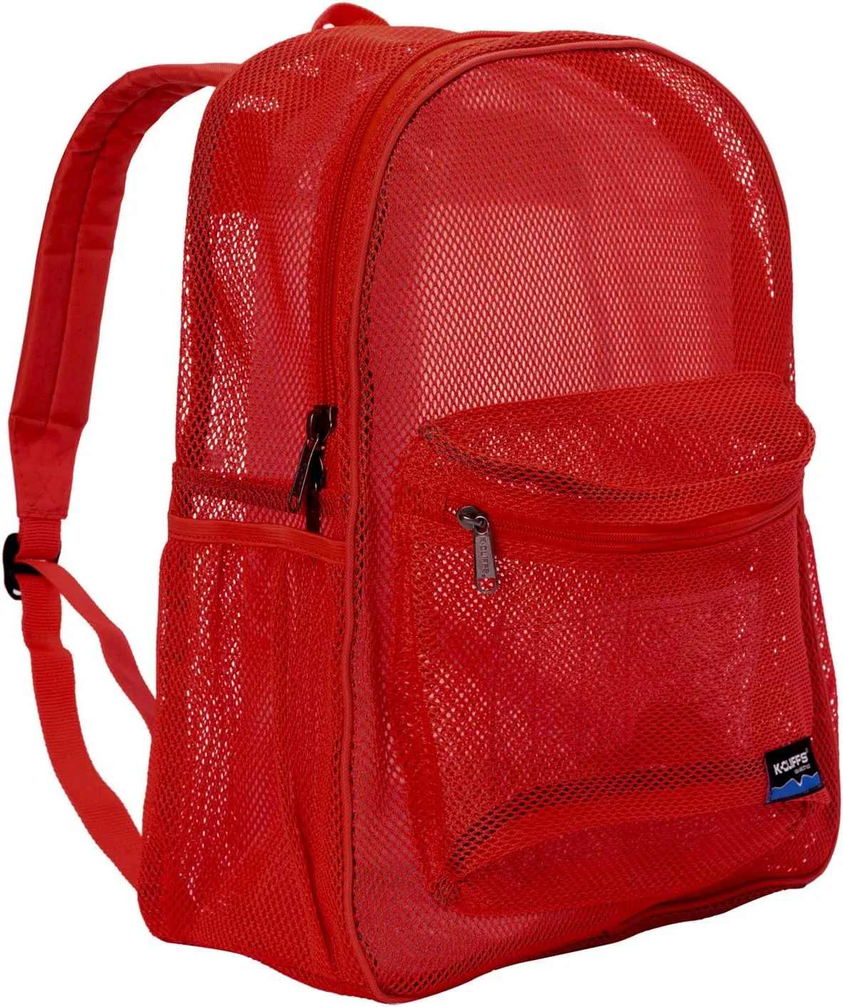 K-Cliffs Heavy Duty Mesh Backpack Quality Classic Student Net Bookbag Durable See Through Simple Netting Daypack Basic School Bag Red