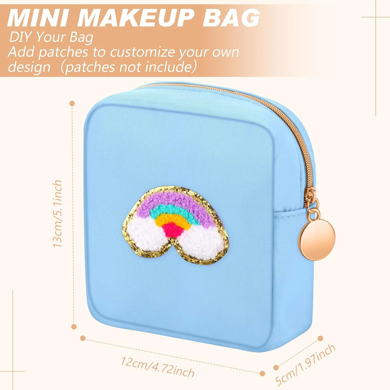 Kacctyen 12 Pcs Mini Makeup Bag Nylon Small Pouch for Purse Mini Square Nylon Pouch with Zipper Small Cosmetic Travel Makeup Bag Purse Organizer for Women(Fresh Color,Regular)