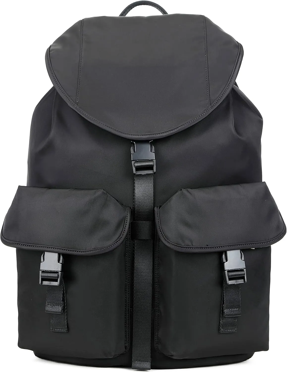 Kah&Kee Flap Travel Backpack for Women & Men Large Capacity 16 Inch Laptop Bag - Multi-Pocket Design, Waterproof & Fashionable for Work, College, School (Black)