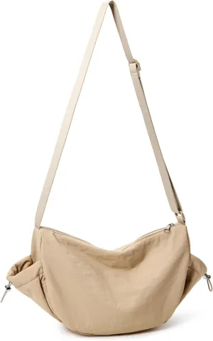 KALIDI Crossbody Purse Bag for Women Nylon Crescent Bag Men Dumpling Bag Lightweight Travel Sling Bag with Adjustable Strap
