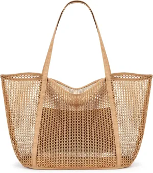 KALIDI FANCY FOREST Beach Mesh Tote Bag, Womens Shoulder handbag MAX 27L Grocery Bag
