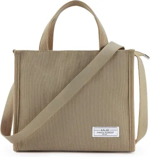 KALIDI Tote Bag for Women Corduroy Crossbody Bag Casual Zipper Tote Fashion Shoulder Handbag Hobo bag with Pockets