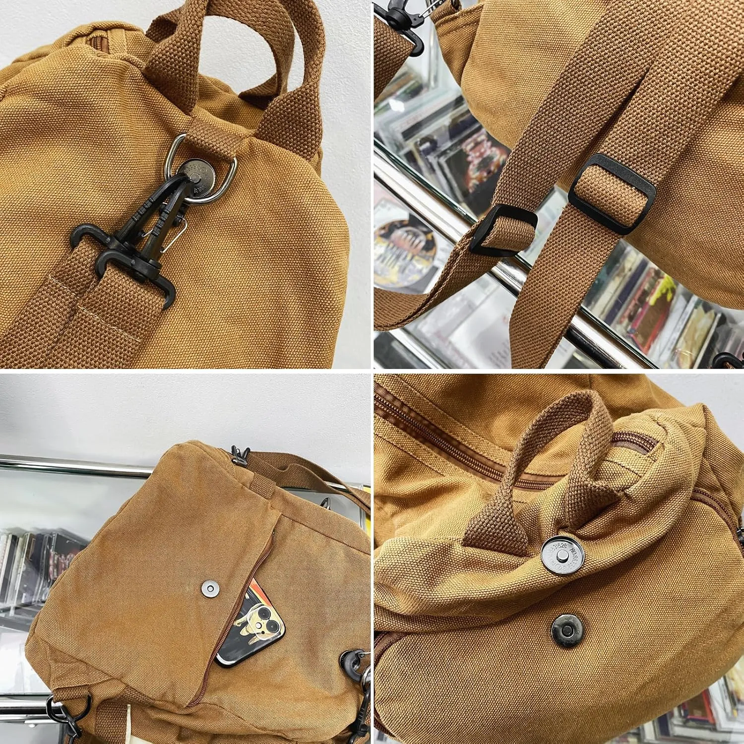 KARRESLY Laptop Backpack for Men Women Travel Canvas Small Backpack Factory Directly(Brown)