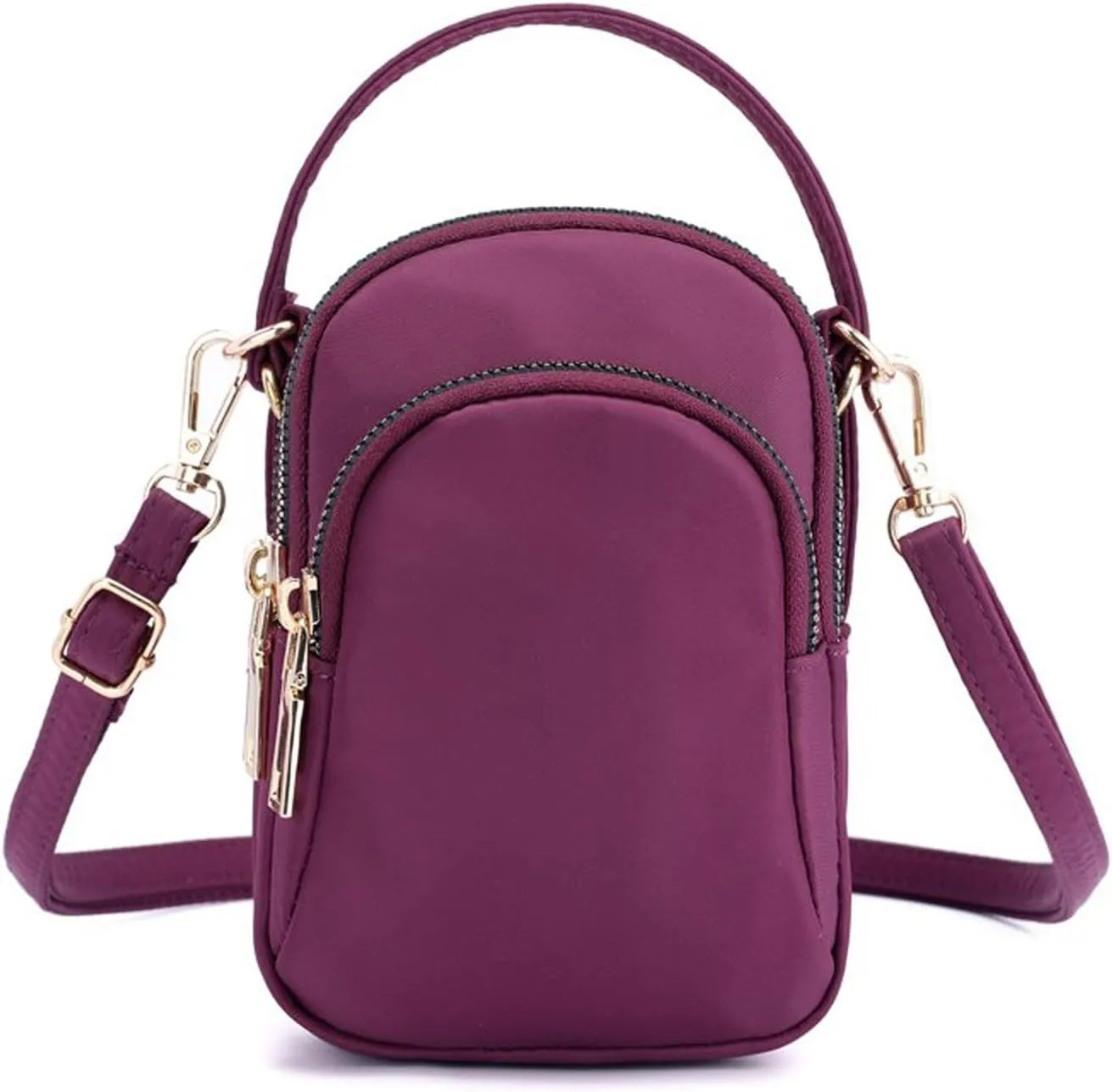 KARRESLY Small Crossbody Bag for Women Messenger Handbag Cell Phone Purses 3 Zipper Pockets Nylon Waterproof Shoulder Bag