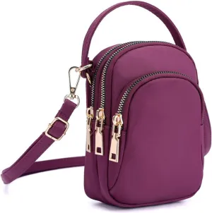KARRESLY Small Crossbody Bag for Women Messenger Handbag Cell Phone Purses 3 Zipper Pockets Nylon Waterproof Shoulder Bag