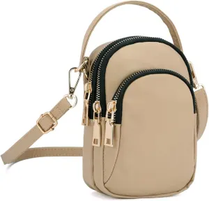 KARRESLY Small Crossbody Bag for Women Messenger Handbag Cell Phone Purses 3 Zipper Pockets Nylon Waterproof Shoulder Bag