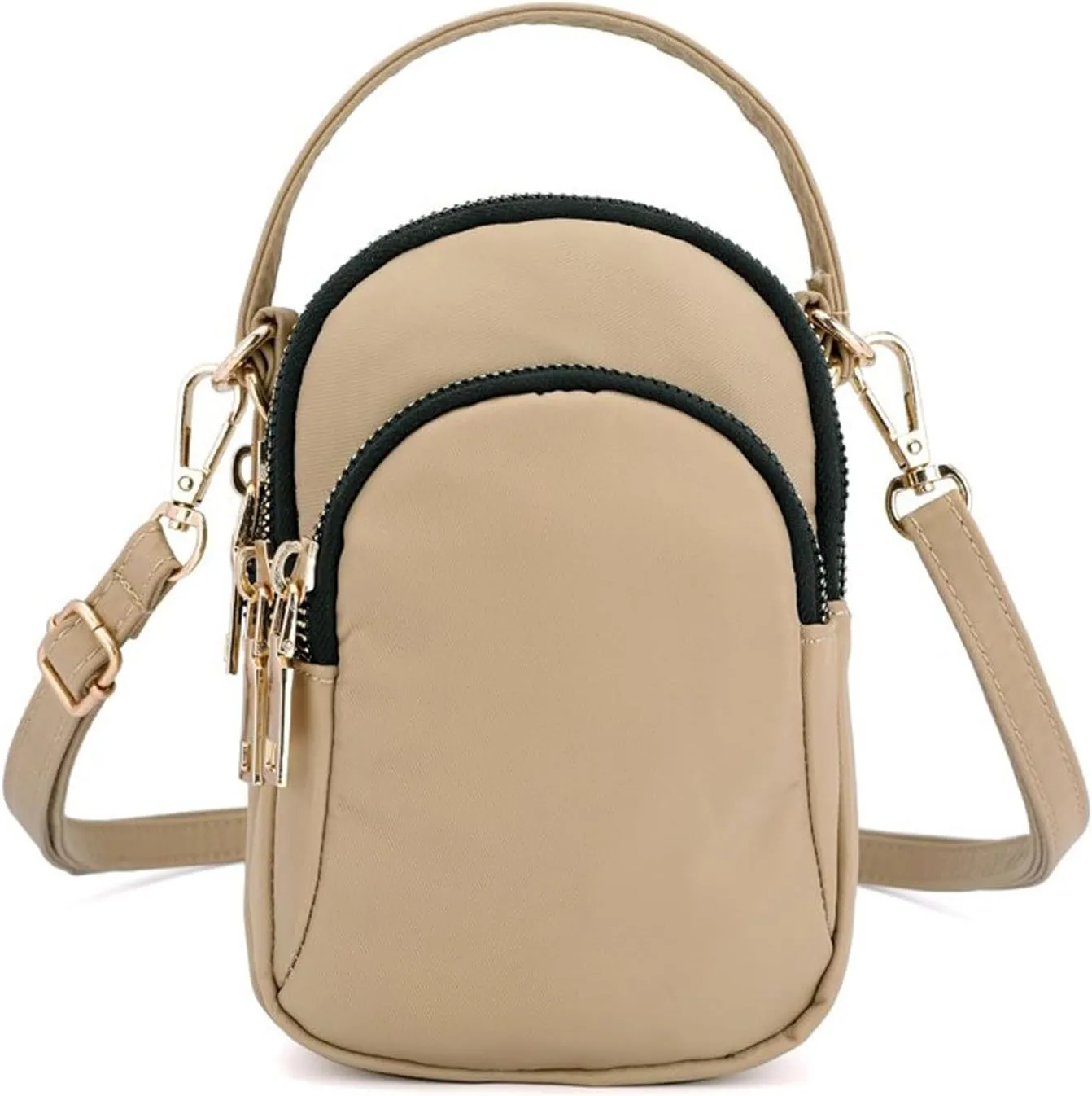 KARRESLY Small Crossbody Bag for Women Messenger Handbag Cell Phone Purses 3 Zipper Pockets Nylon Waterproof Shoulder Bag