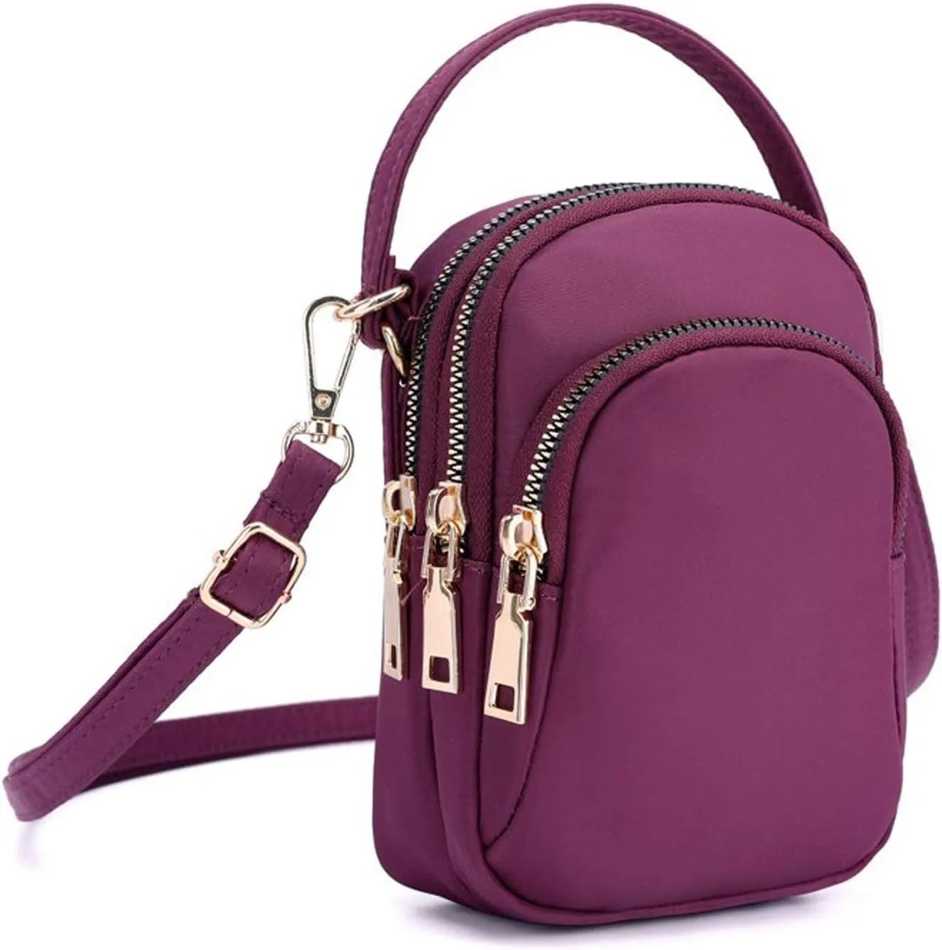 KARRESLY Small Crossbody Bag for Women Messenger Handbag Cell Phone Purses 3 Zipper Pockets Nylon Waterproof Shoulder Bag