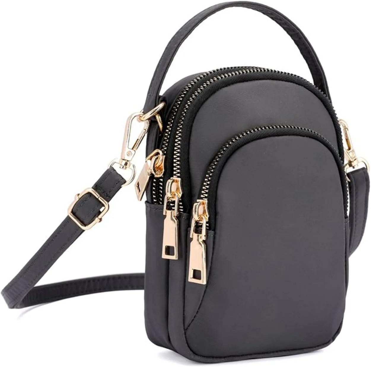 KARRESLY Small Crossbody Bag for Women Messenger Handbag Cell Phone Purses 3 Zipper Pockets Nylon Waterproof Shoulder Bag