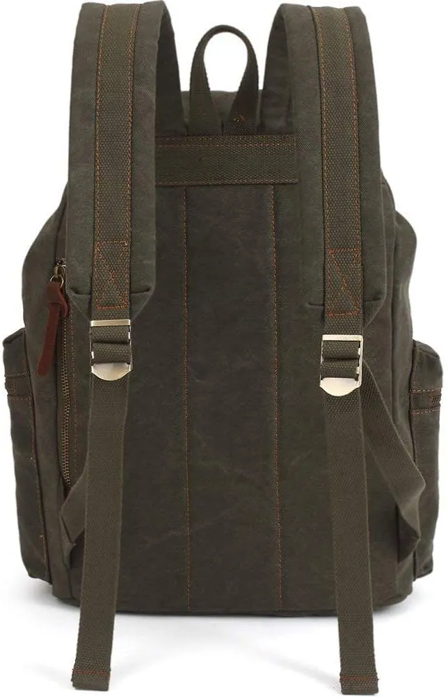 KAUKKO Vintage Casual Canvas and Leather Rucksack Backpack