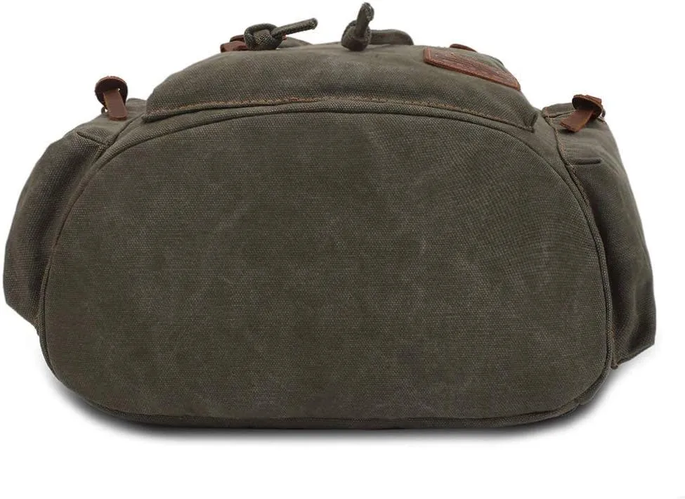 KAUKKO Vintage Casual Canvas and Leather Rucksack Backpack