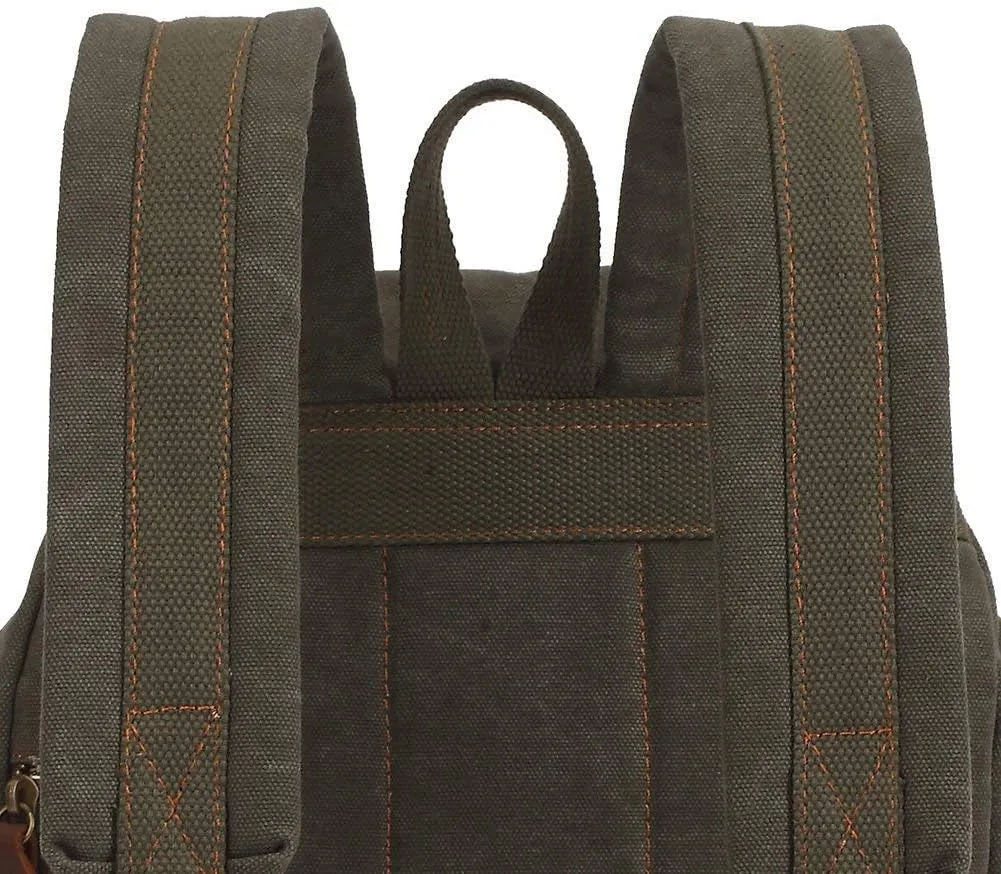 KAUKKO Vintage Casual Canvas and Leather Rucksack Backpack