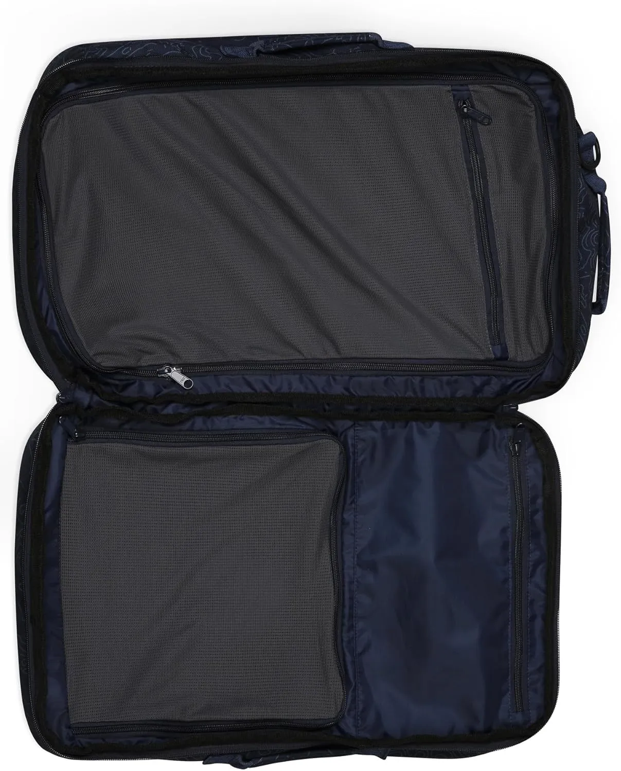 KAVU Hauler Hills Clamshell Travel Backback, Navy Topo, Medium
