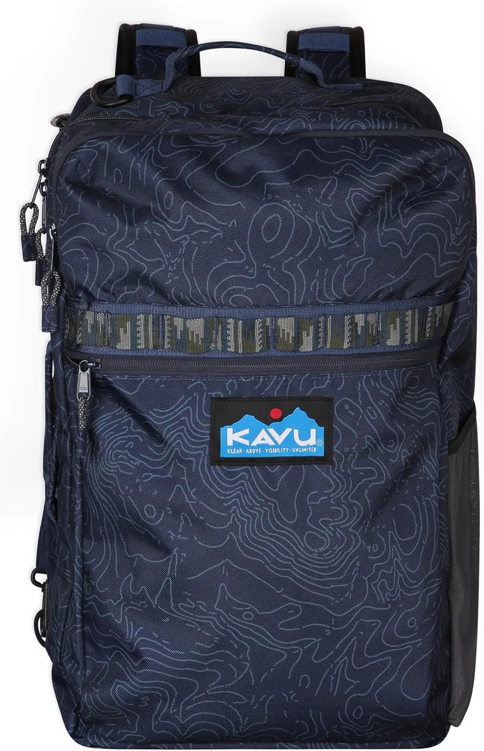 KAVU Hauler Hills Clamshell Travel Backback, Navy Topo, Medium