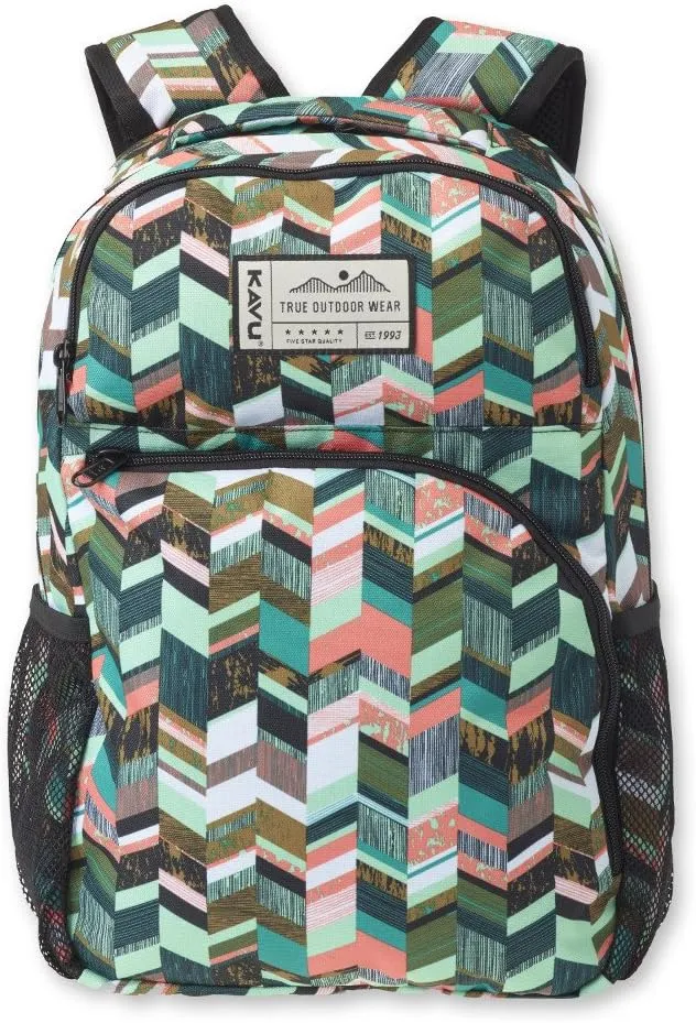 KAVU Packwood Backpack with Padded Laptop and Tablet Sleeve, Coastal Blocks