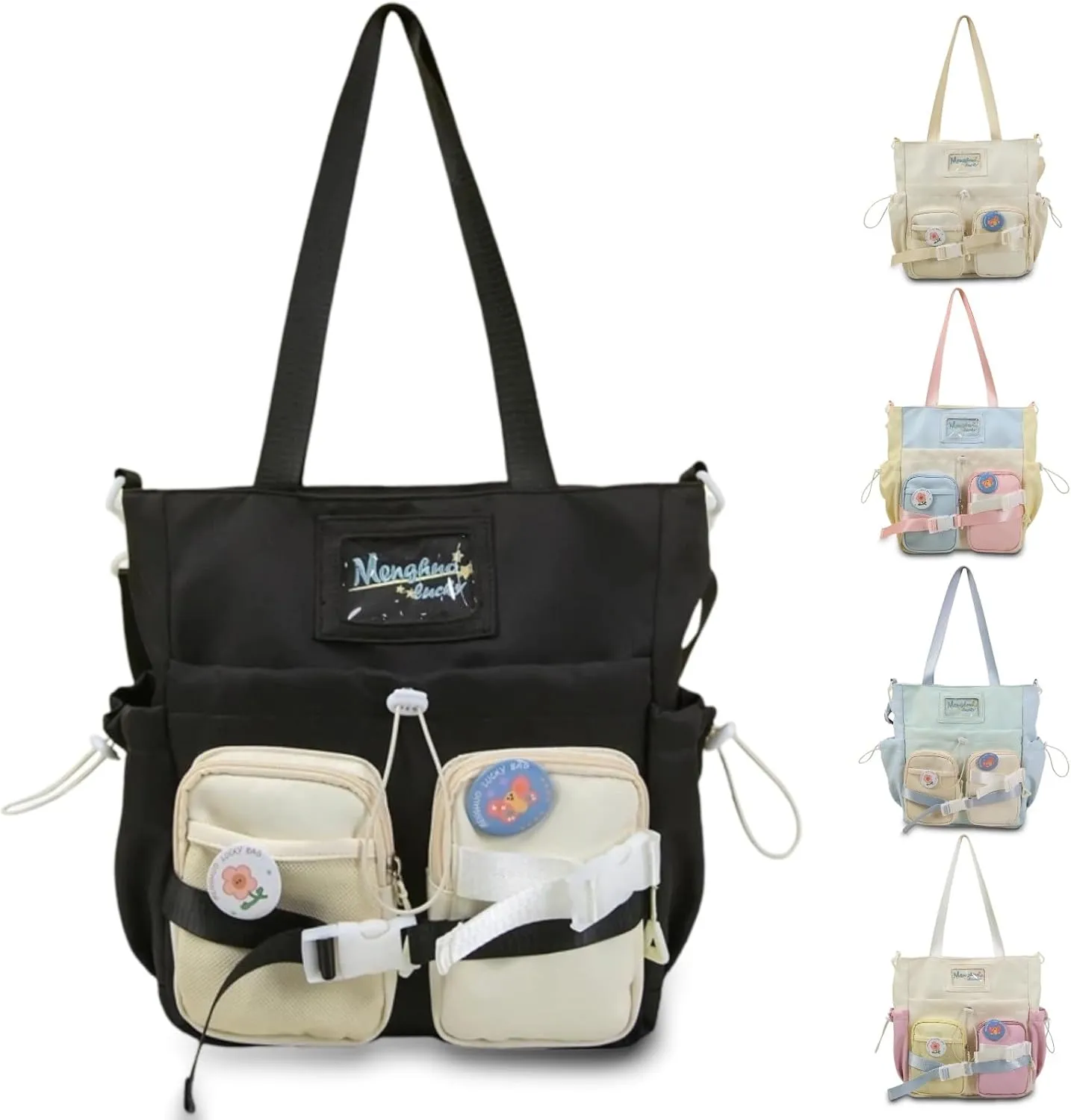 Kawaii Crossbody Bag with Cute Accessories Casual Messenger Hobo Shoulder Bag Travel Daypacks