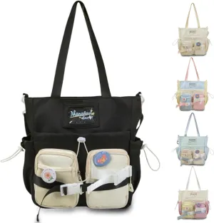 Kawaii Crossbody Bag with Cute Accessories Casual Messenger Hobo Shoulder Bag Travel Daypacks