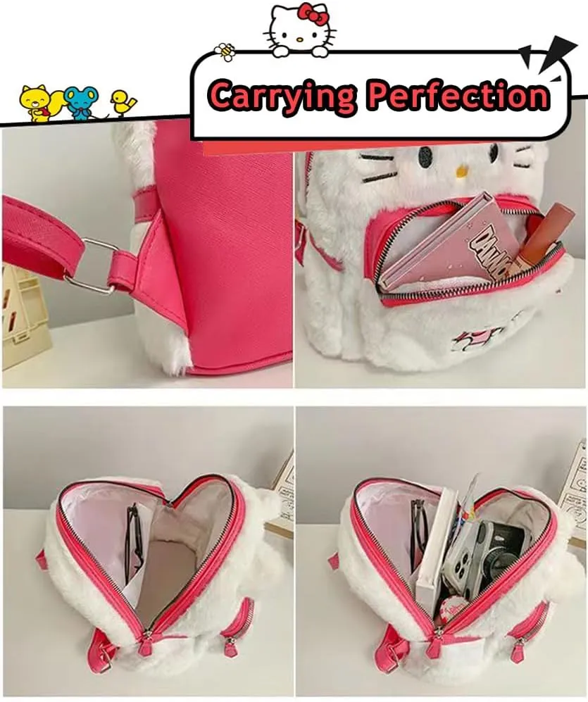 Kawaii Plush Toddler Backpack for Girl - Cute Mini Furry Cartoon Small Bag, Kids Anime Pink Simple Modern Design, Kindergarten Real Littles Shoulder Bag for Boy Preschool Kid