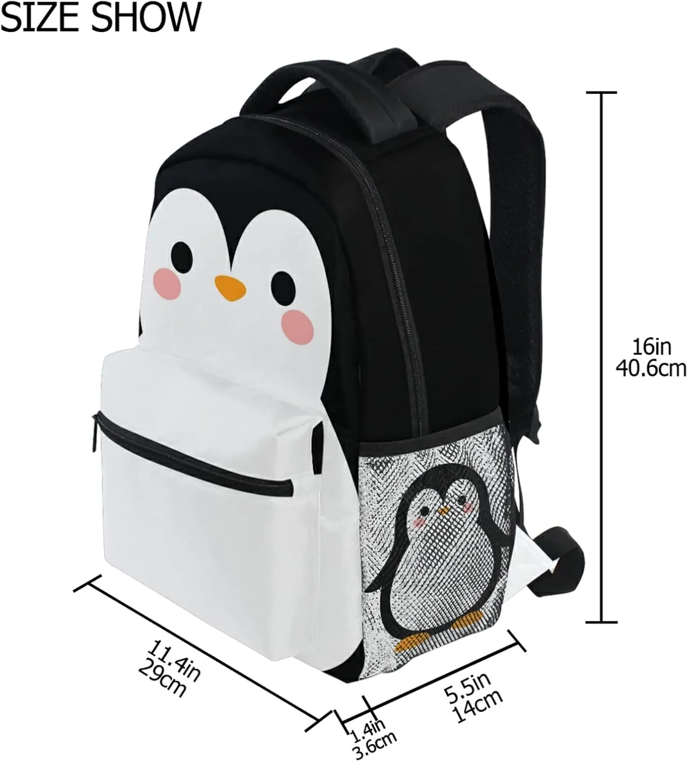 Kcldeci Penguin Laptop Backpack Student Backpacks School Bag Bookbag Travel Daypack Shoulder Bag Fits 14inch Laptop