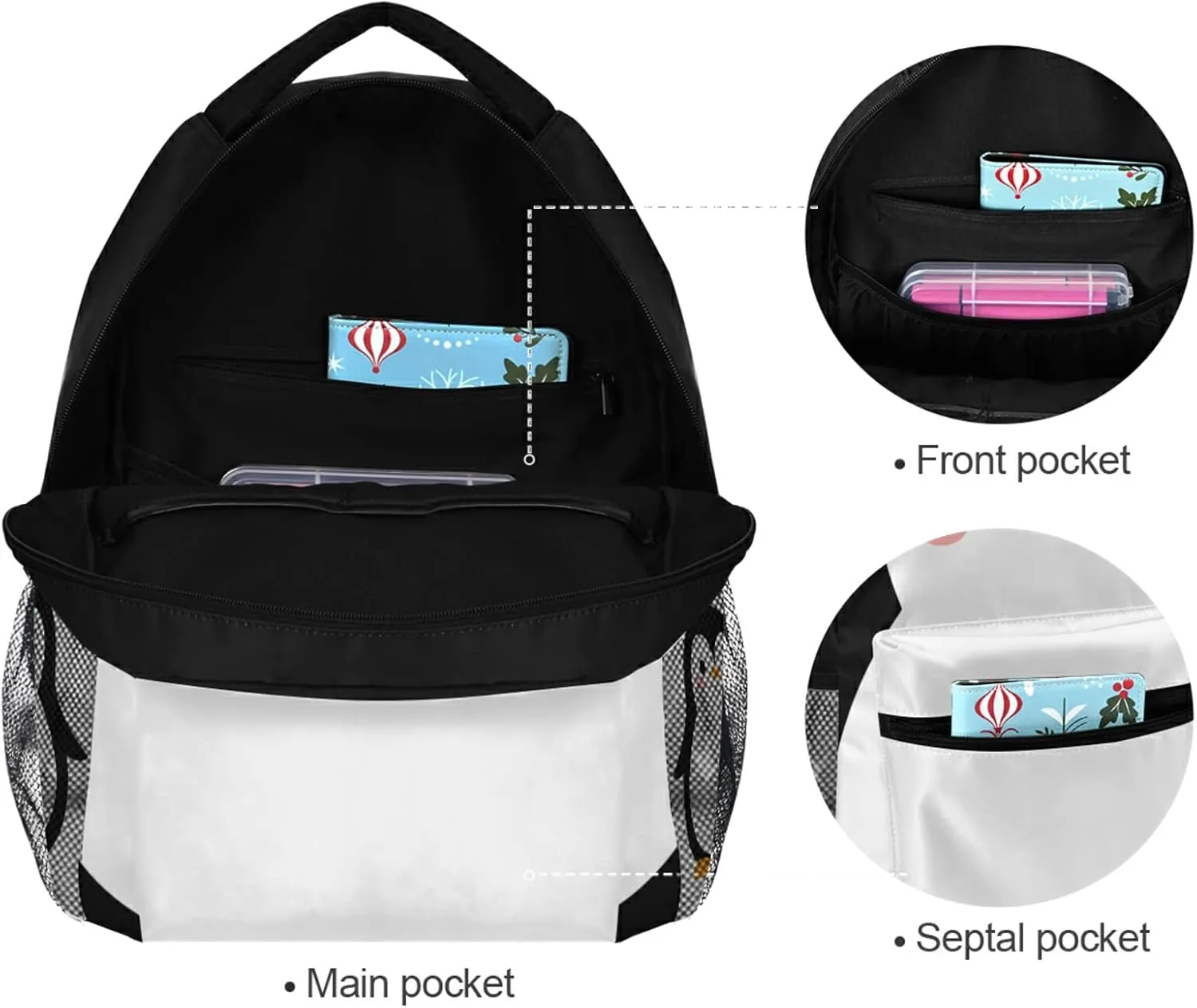 Kcldeci Penguin Laptop Backpack Student Backpacks School Bag Bookbag Travel Daypack Shoulder Bag Fits 14inch Laptop