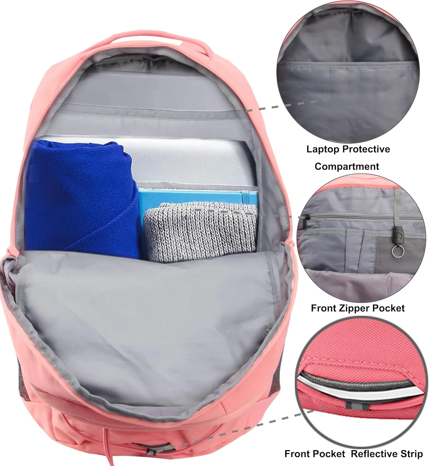 KEOFID Casual Daypacks Backpack for Men and Women, Hiking Backpack, Travel Backpack, Black Backpack for Sports, College Backpack, Water Resistant(Pink)