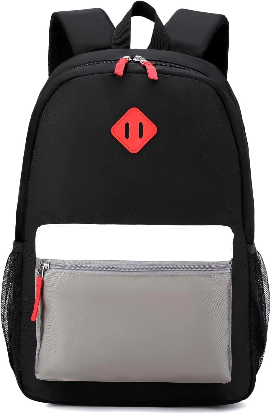Kids Backpack Elementary School Backpacks 5-9 Years for Boys and Girls with Chest Buckle (Black Grey, Large-17 H)