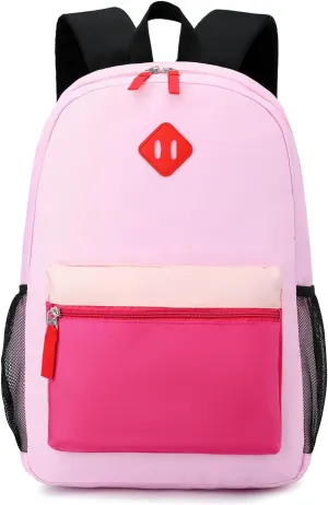 Kids Backpack Elementary School Backpacks 5-9 Years for Boys and Girls with Chest Buckle (Pink Purple, Large-17 H)