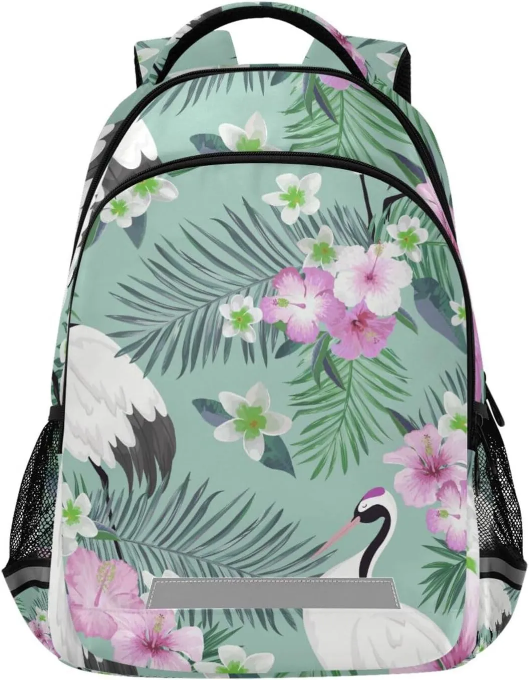Kids Backpack for Boys Girls,Spring Cranes Tropical Flowers Elementary School Backpacks Boys Children Bookbags Primary Kindergarten Bookbags 13.5L Water-Resistant Student Teenagers Travel Bag