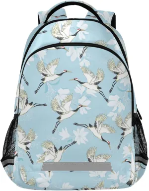 Kids Backpack for Boys Girls,Vector Crane Brid Elementary School Backpacks Boys Children Bookbags Primary Kindergarten Bookbags 13.5L Water-Resistant Student Teenagers Travel Bag
