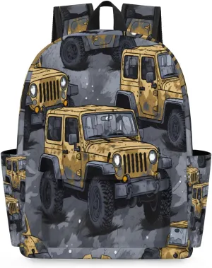 Kids Backpack for Girls Boys School Bookbag Water Resistant Lightweight Travel Bag Adjustable Shoulder Straps Preschool Primary School Toddler Backpack Cartoon Car Pattern Print