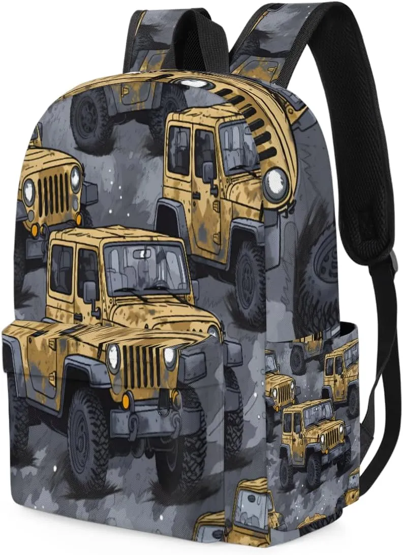 Kids Backpack for Girls Boys School Bookbag Water Resistant Lightweight Travel Bag Adjustable Shoulder Straps Preschool Primary School Toddler Backpack Cartoon Car Pattern Print